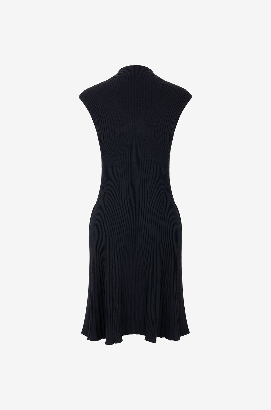 CHLOE Rib knit sleeveless mini dress with stand-up collar Women BLACK 2