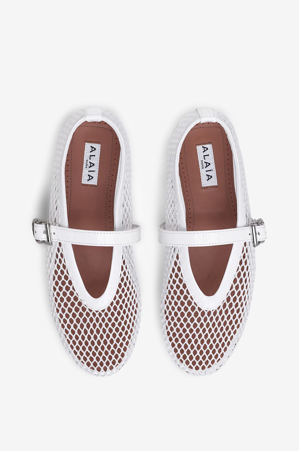 ALAÏA Ballerines à bride en résille Femme BLANC 3