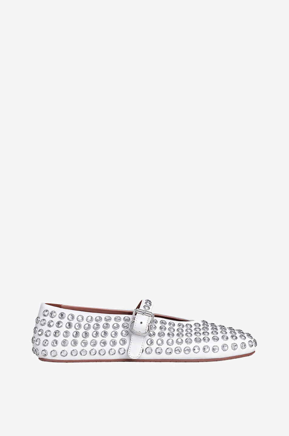 ALAÏA Riemchenballerinas aus Nappaleder mit Strass Damen WEISS 1
