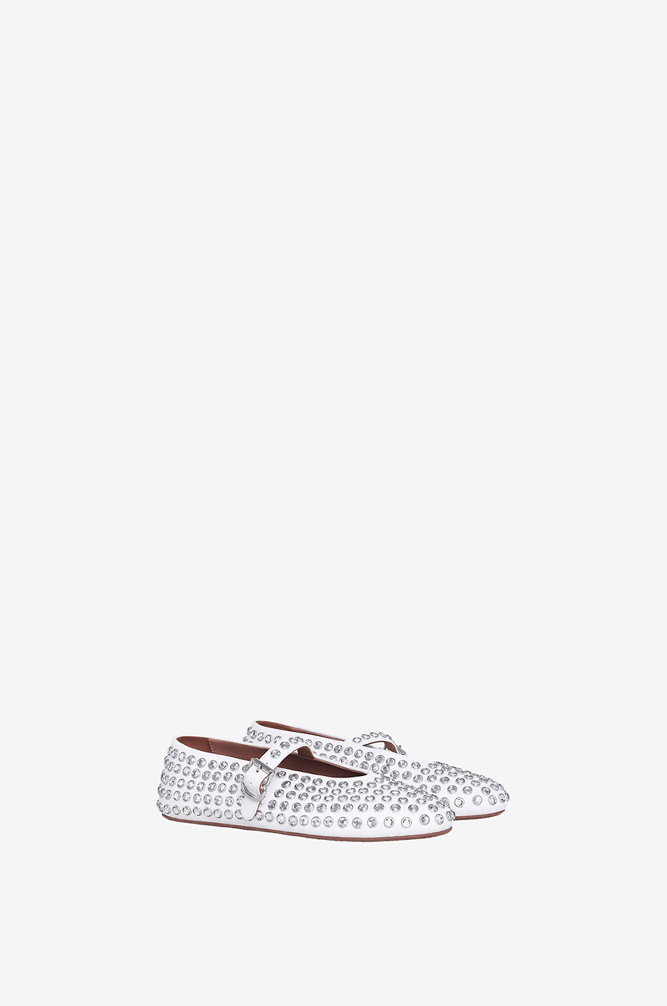 ALAÏA Riemchenballerinas aus Nappaleder mit Strass Damen WEISS 2
