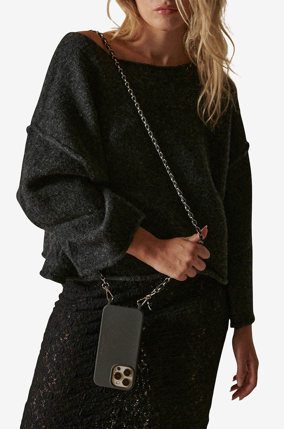 LACOQUEFRANCAISE Lou phone chain strap Women BLACK 4
