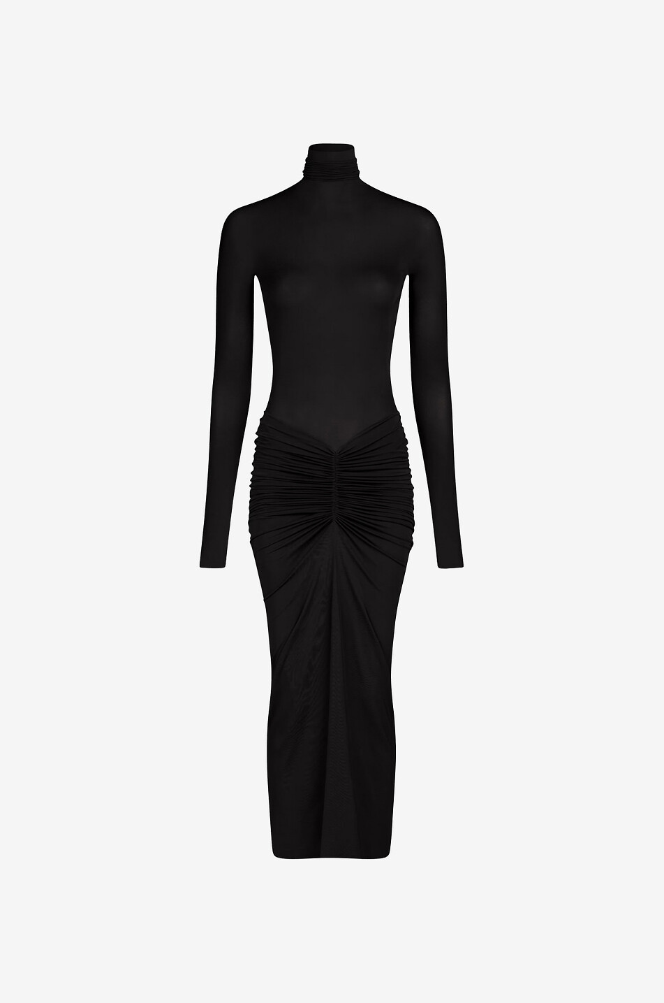 ALAÏA Robe fourreau midi drapée en jersey Femme NOIR 1