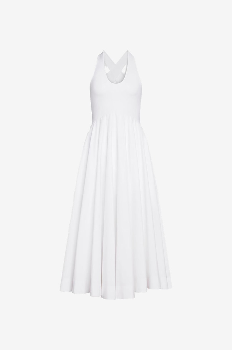 ALAÏA Ausgestelltes Popeline-Midikleid Tank Damen WEISS 1
