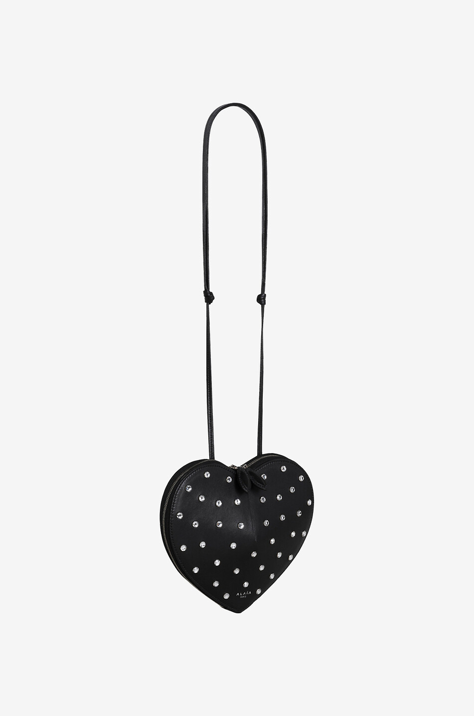 ALAÏA Le Coeur leather and rhinestone shoulder bag Women BLACK 2