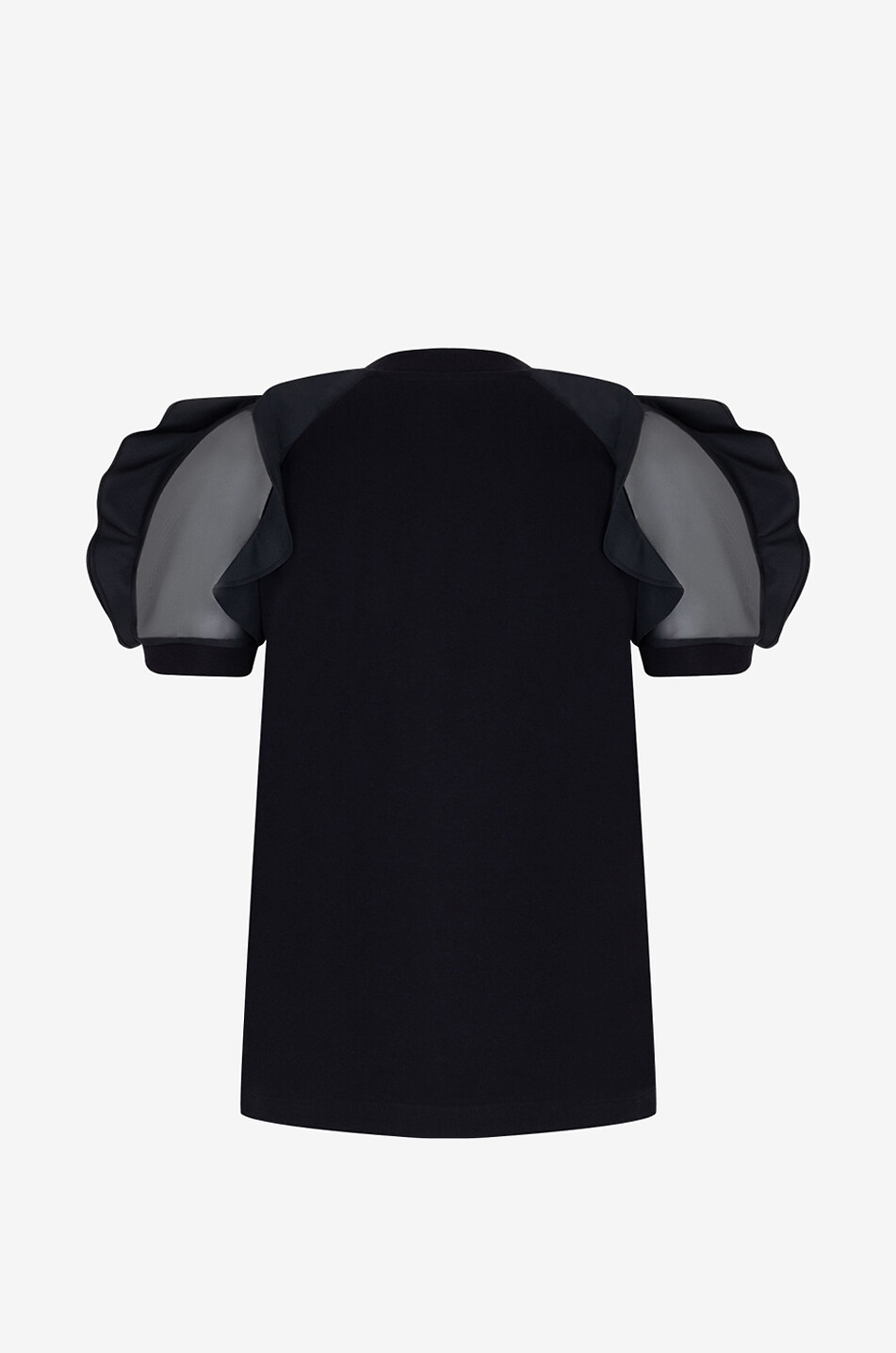 ALEXANDER McQUEEN Bi-material ruffled T-shirt Women BLACK 2