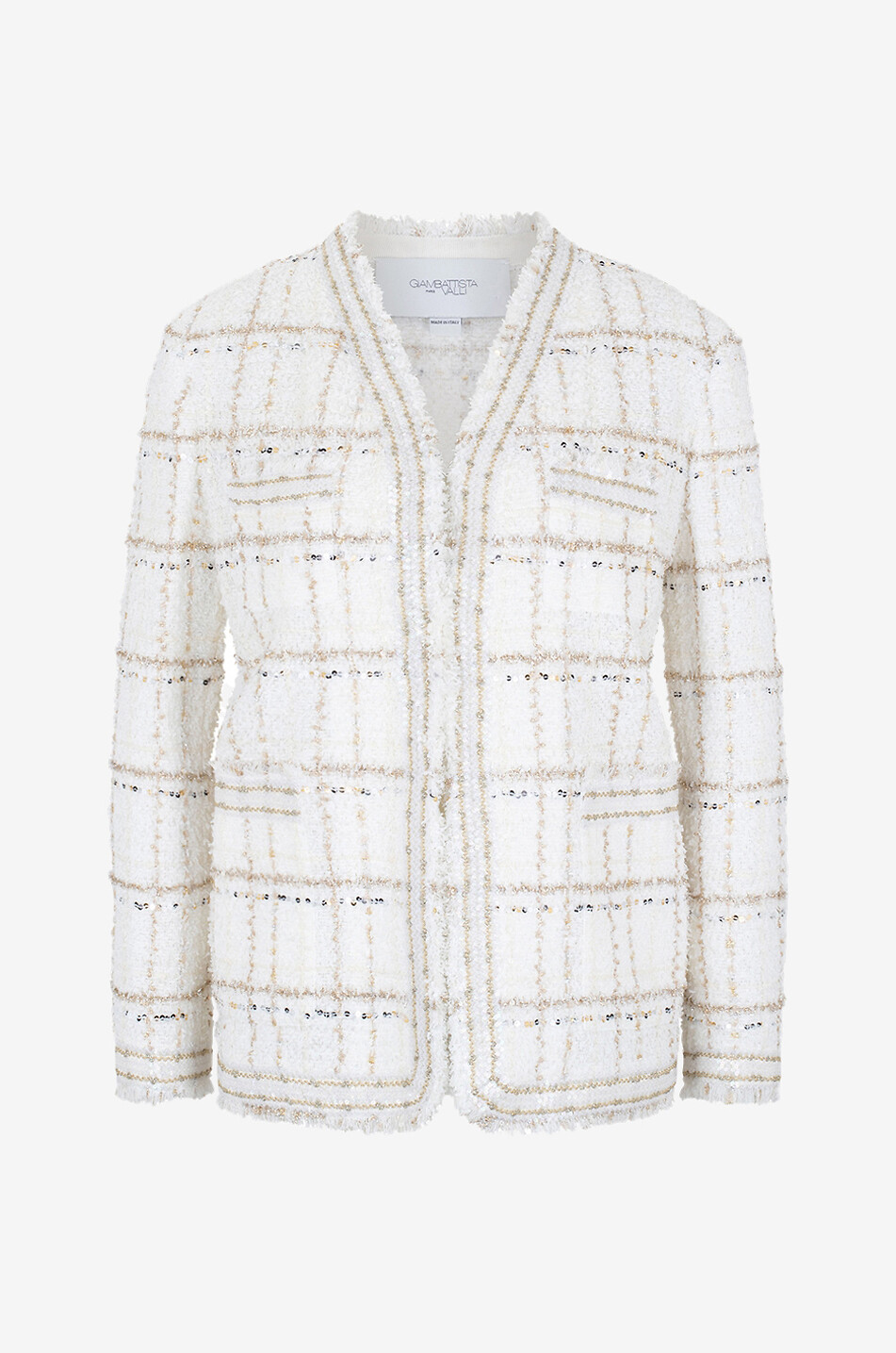 Sparkling check adorned straight-fit suit jacket in tweed