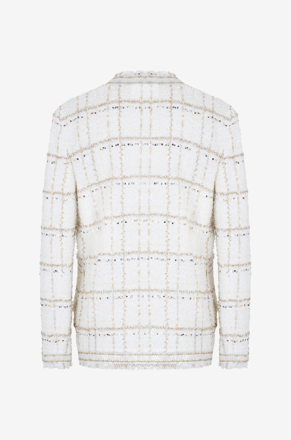 Sparkling check adorned straight-fit suit jacket in tweed