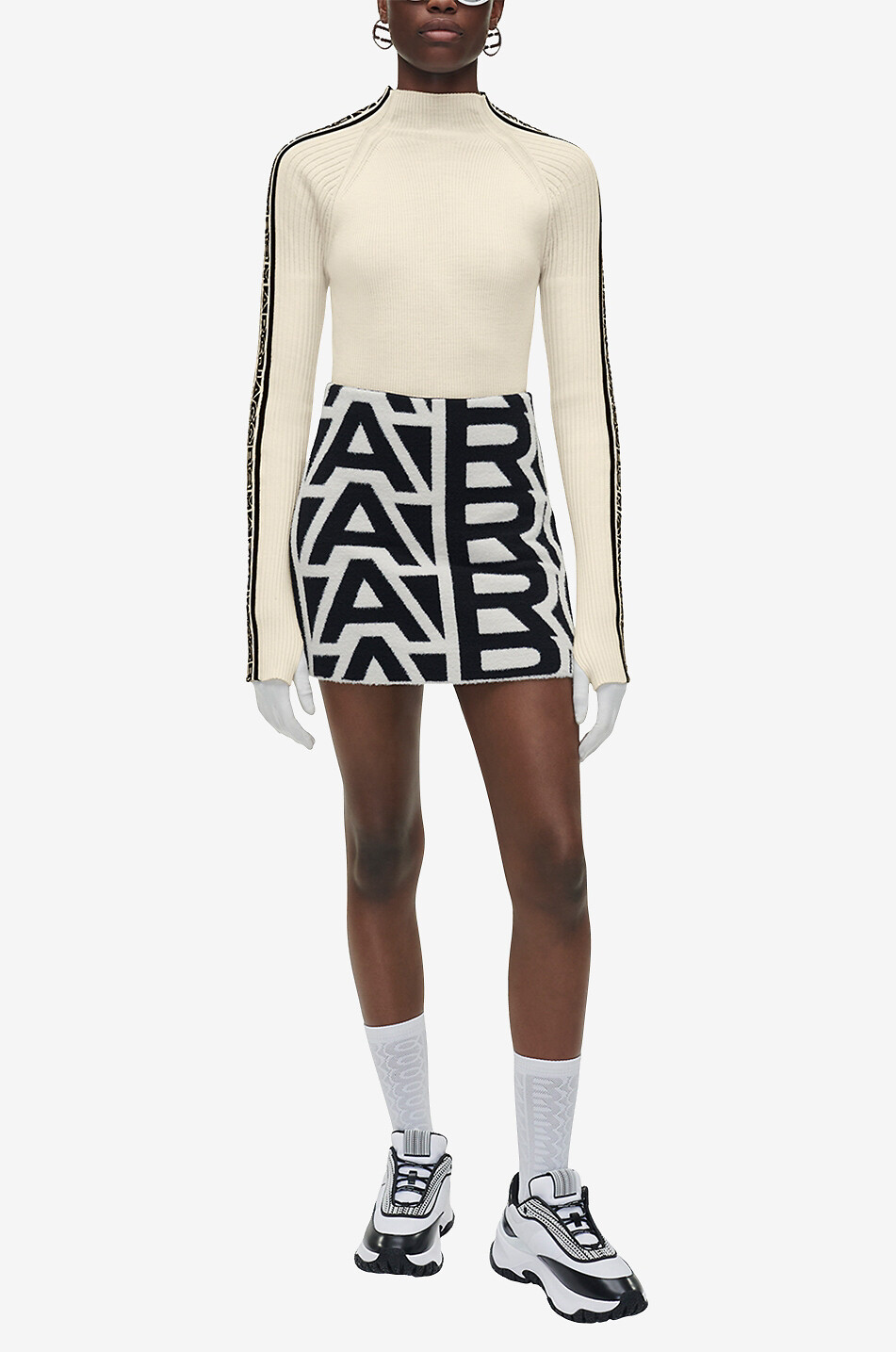 MARC JACOBS Niedrige Schnürsneakers aus Nylon The Lazy Runner Damen WEISS 3