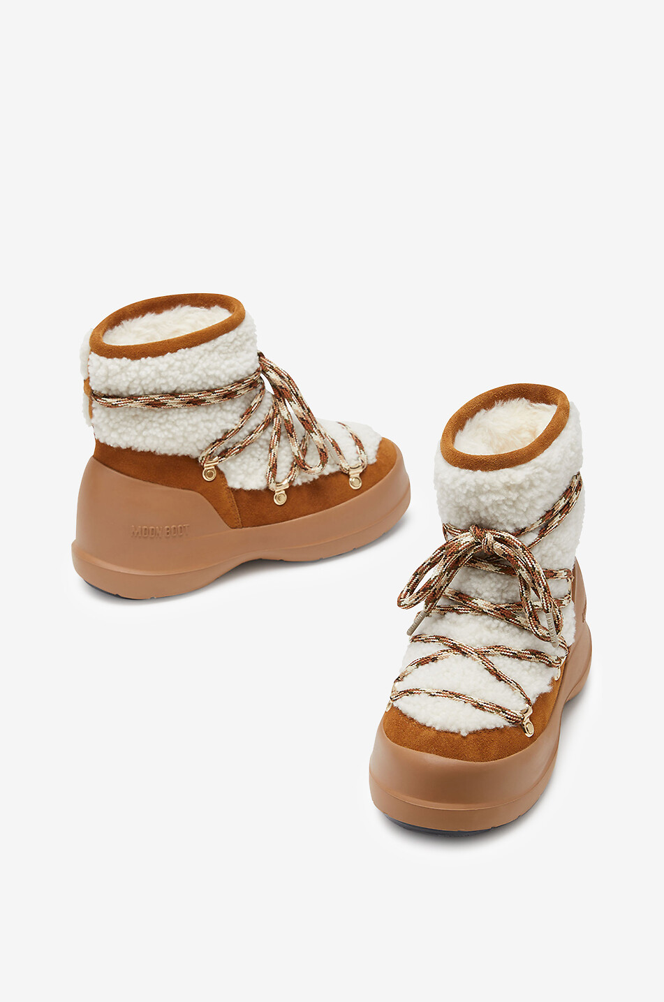 MOON BOOT Luna sheepskin and suede snow boots Women BROWN 3