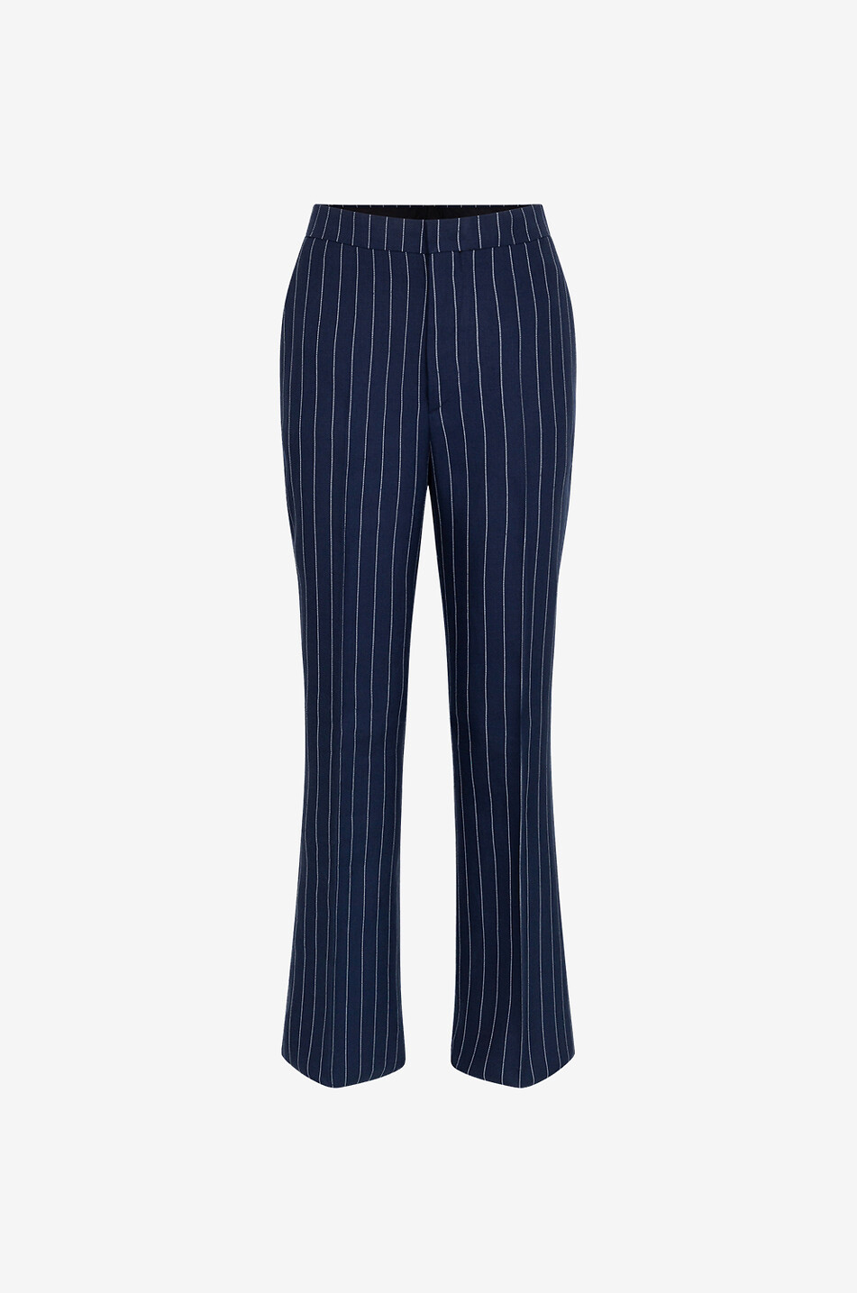 Pantalon rayé évasé taille haute en lin Adima