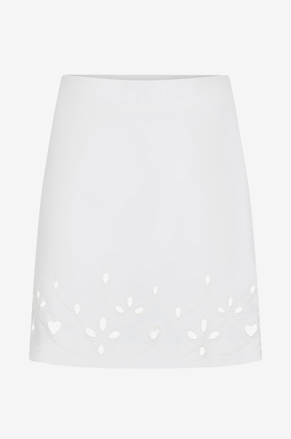 A-förmiger Minirock aus seidiger Gabardine mit Lochstickereien