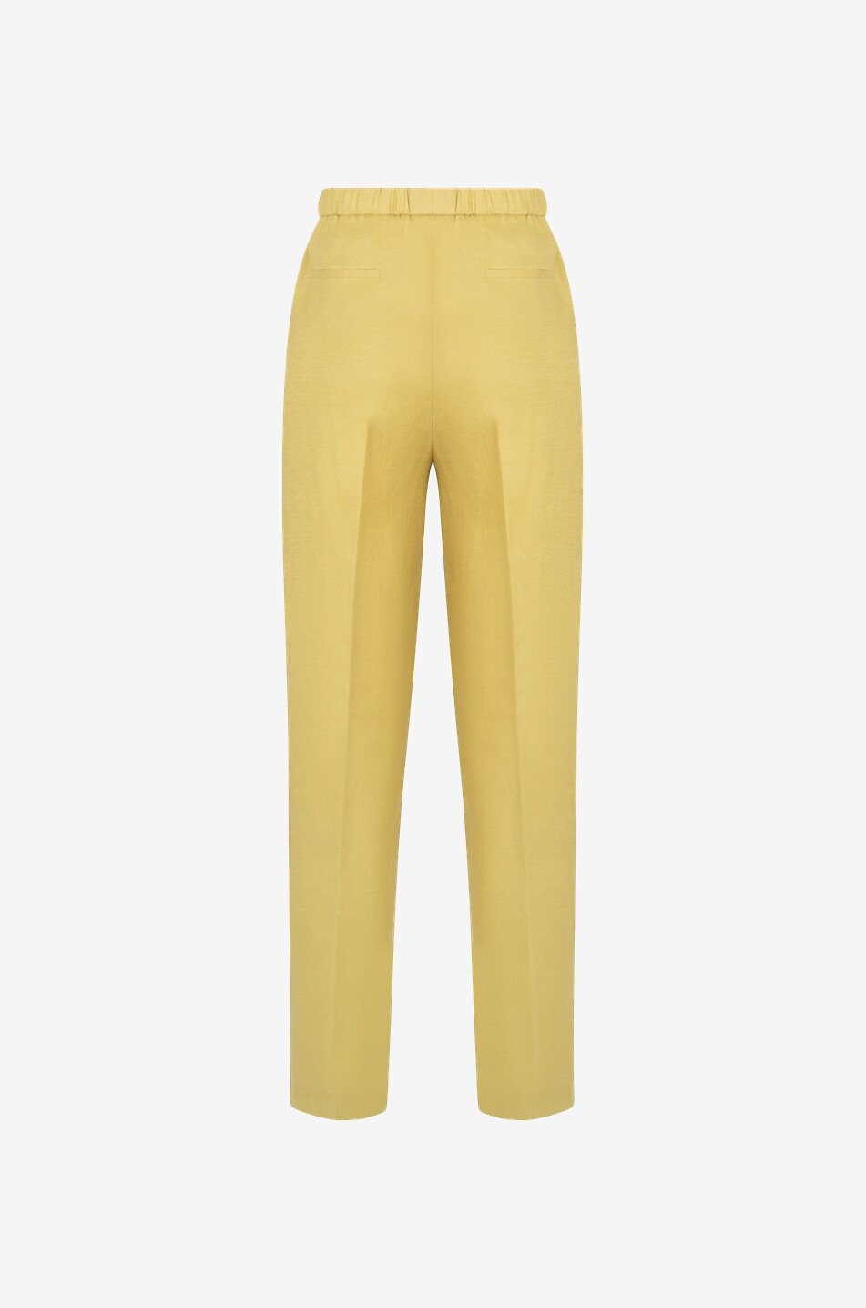 Pantalon droit raccourci en lin à passepoils