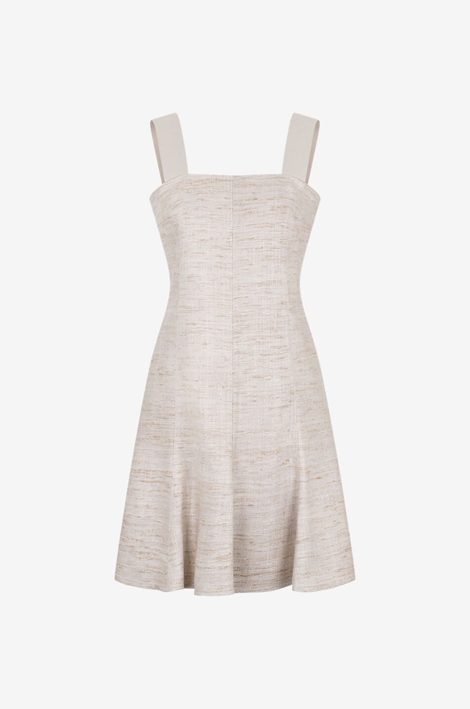 Robe courte à bretelles en soie effet lin