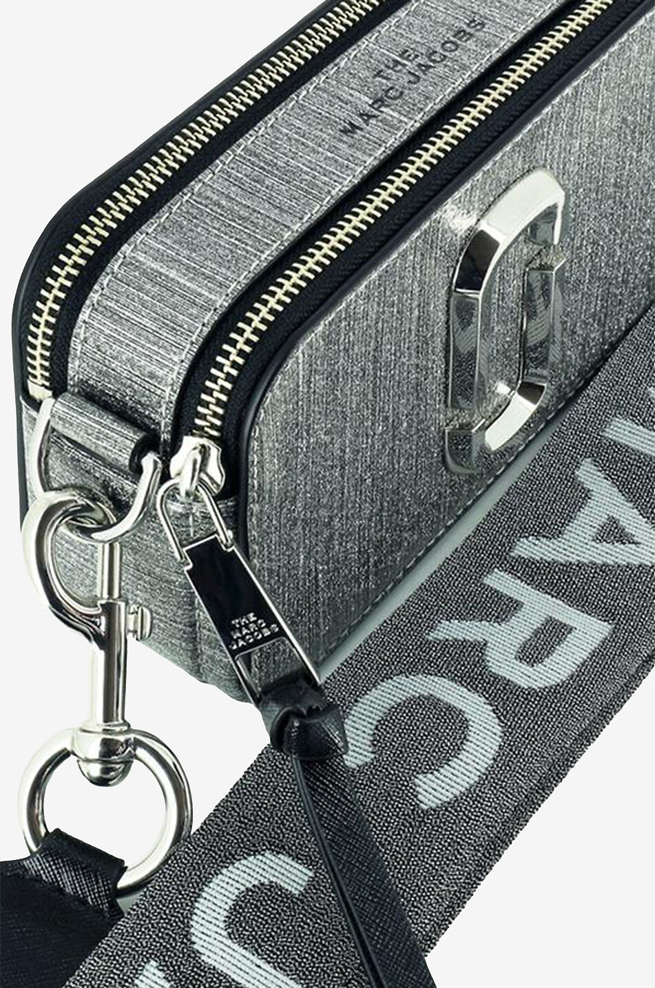 MARC JACOBS Handtasche aus Saffianleder mit Glitzer The Snapshot Damen SILBER 5