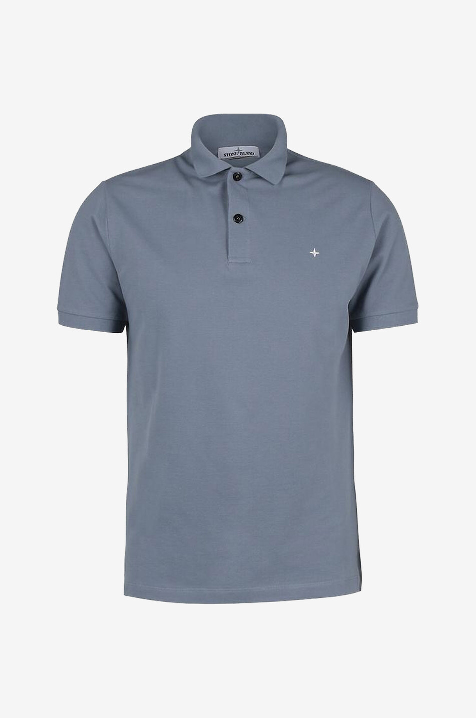 STONE ISLAND Wind rose embroidered slim fit cotton piqué polo shirt Men MEDIUM GREY 1