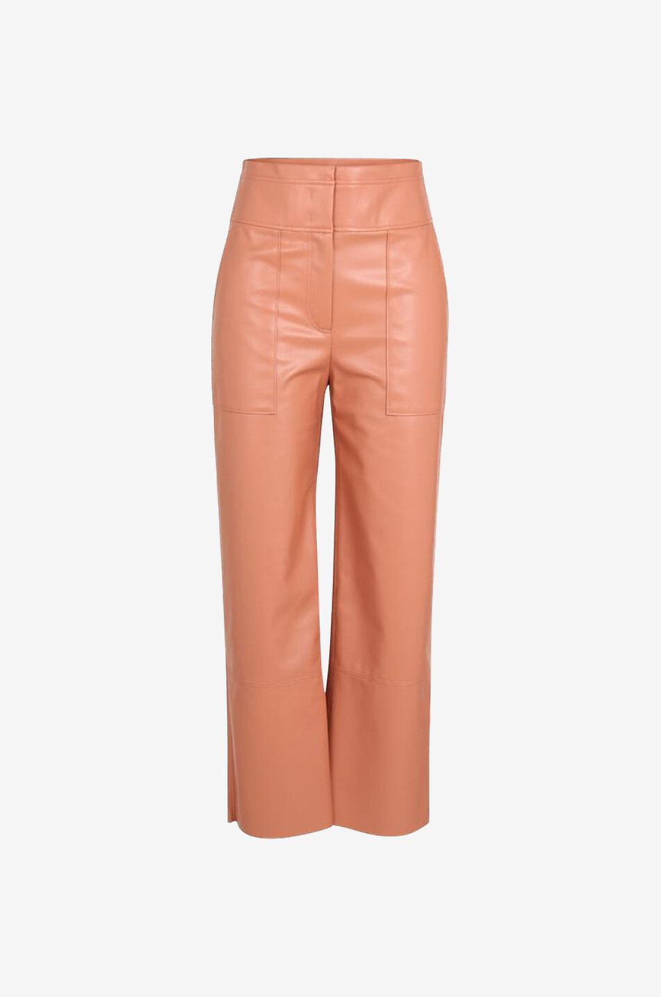 Pantalon large taille haute en cuir nappa synthétique