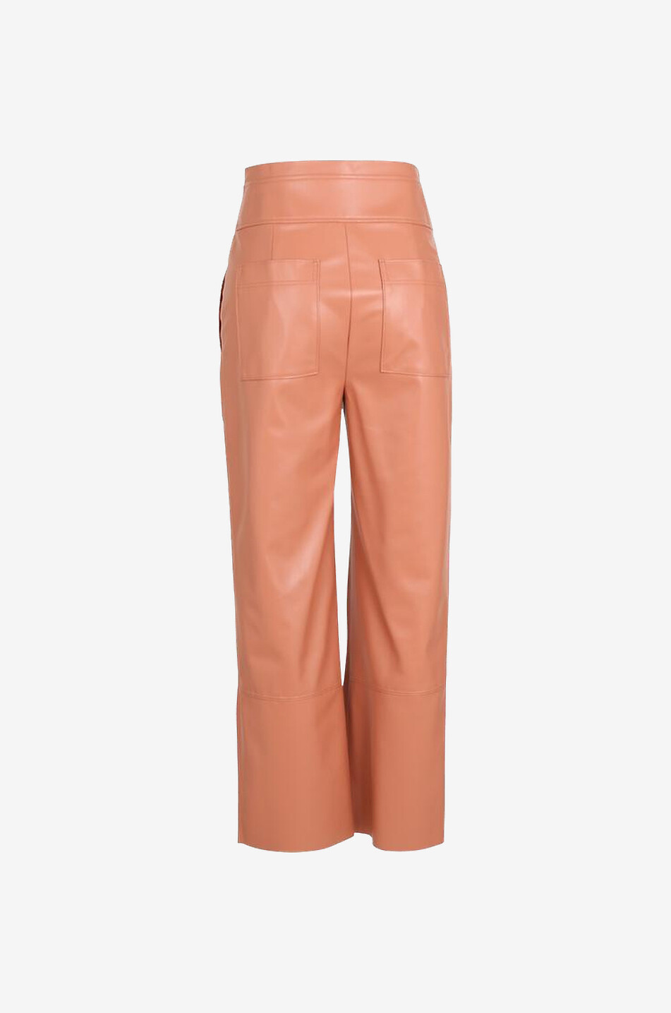Hose aus Kunst-Nappaleder mit hoher Taille und weitem Bein
