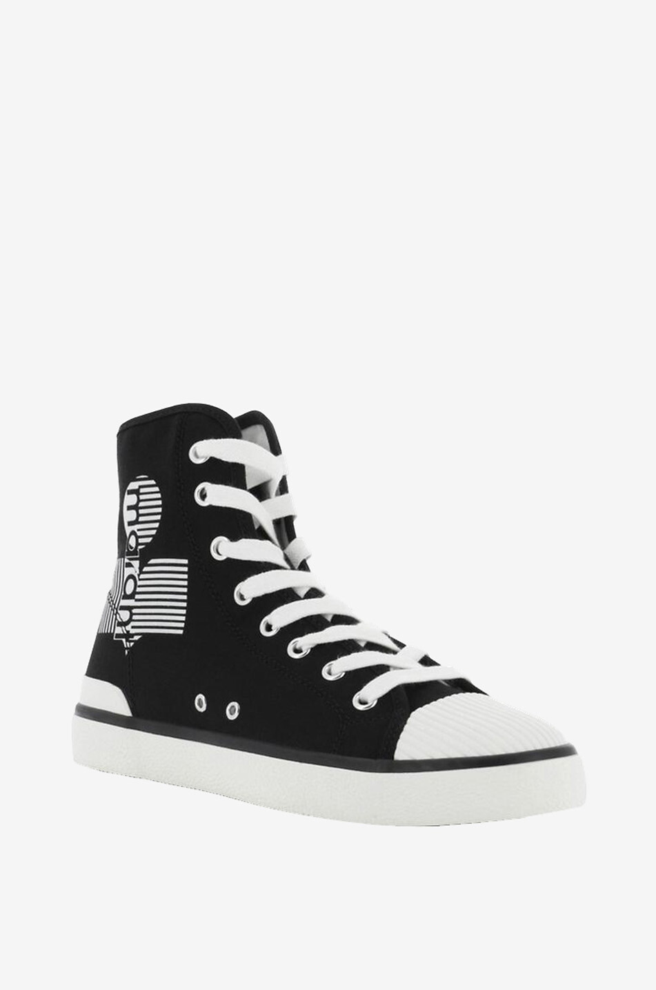 ISABEL MARANT Benkeen logo printed canvas high-top sneakers Women BLACK 1