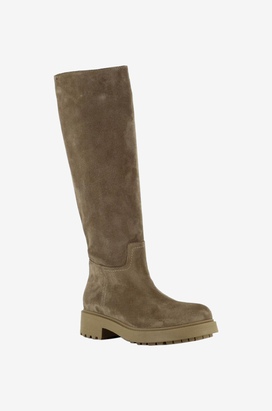 BONGENIE Hohe flache Wildlederstiefel Crosta Larice Damen BEIGE 1