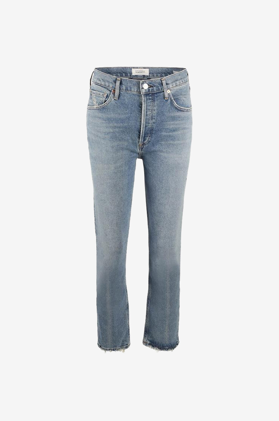 Jolene Dimple frayed high-rise straight-leg jeans