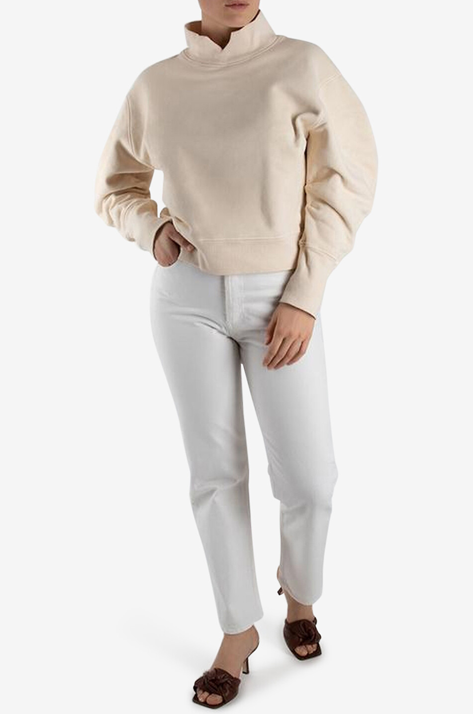 Sweat-shirt à manches bouffantes Melia Mock Neck