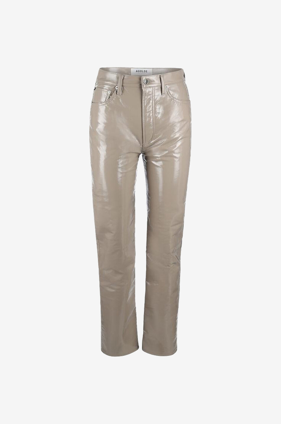 90s Pinch Waist Quail Patent recycled leather straight fit jeans