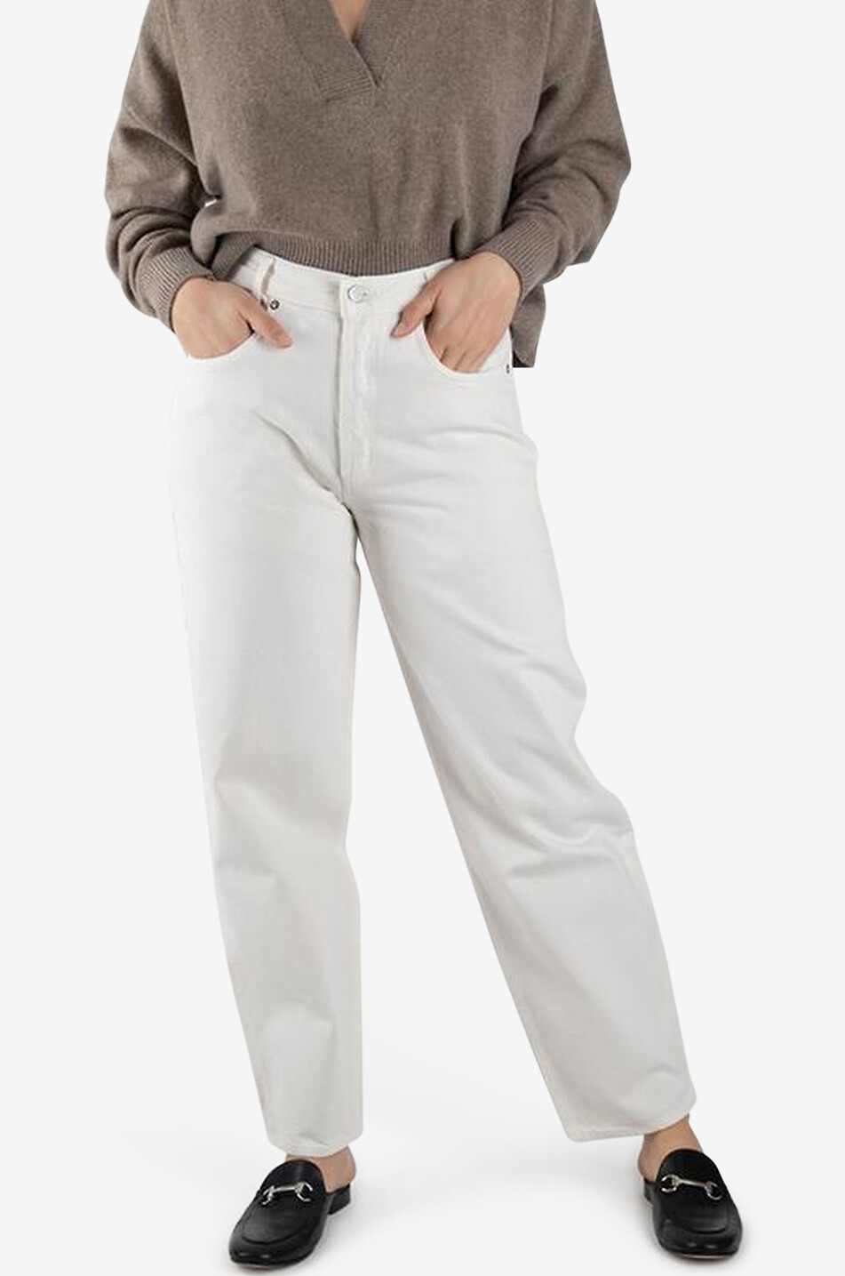 AGOLDE Jeans Tapered High Rise Baggy Drum Damen WEISS 8
