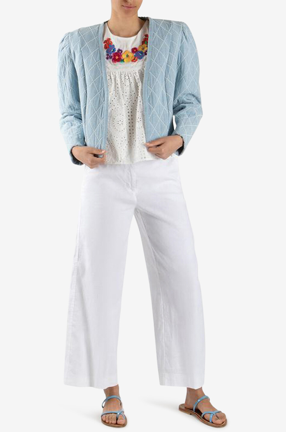 TWINSET Veste en jean jacquard Femme BLEU CLAIR 3