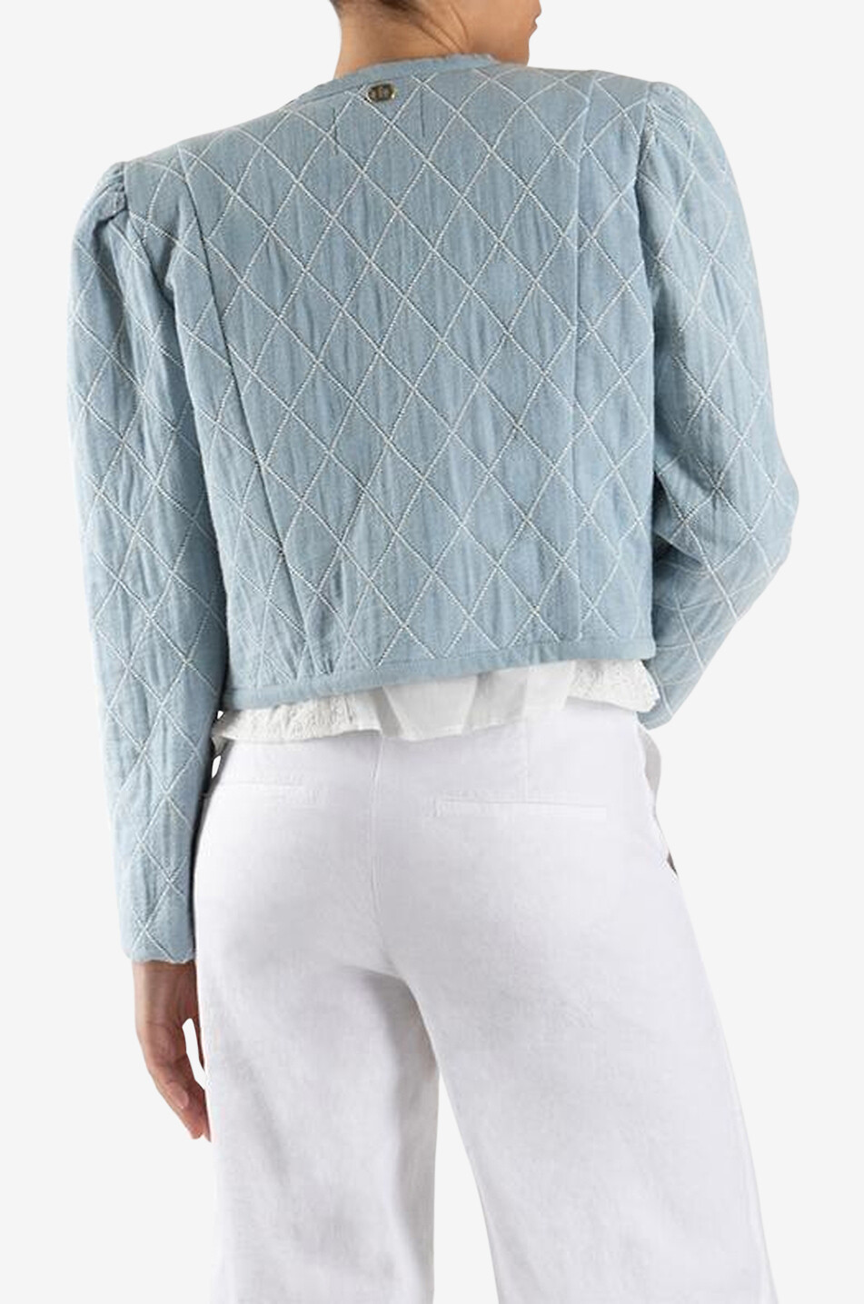 TWINSET Veste en jean jacquard Femme BLEU CLAIR 5
