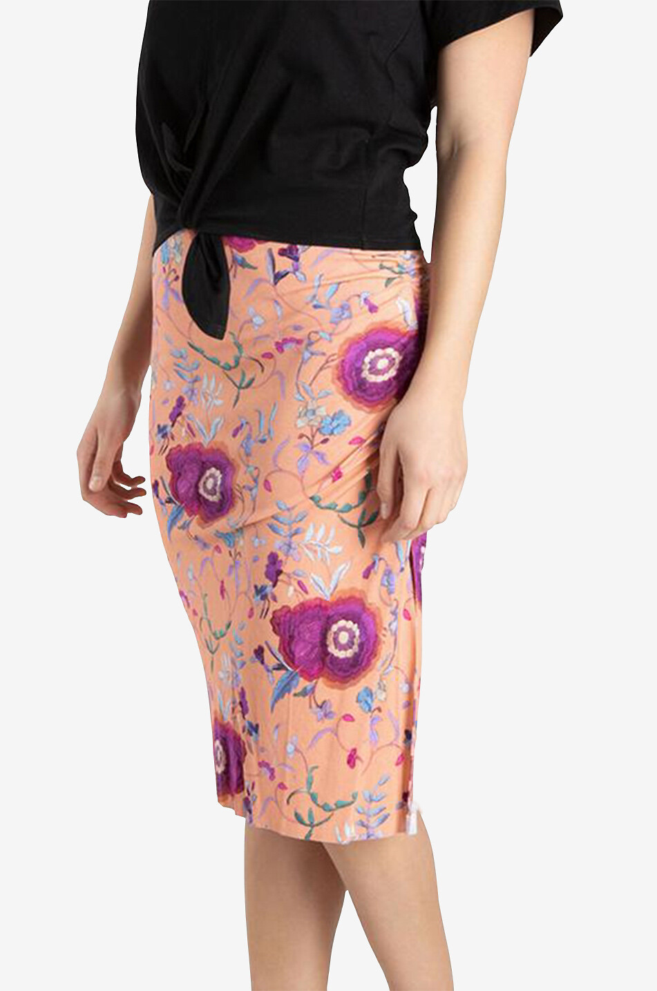 Joella floral jersey fitted midi skirt