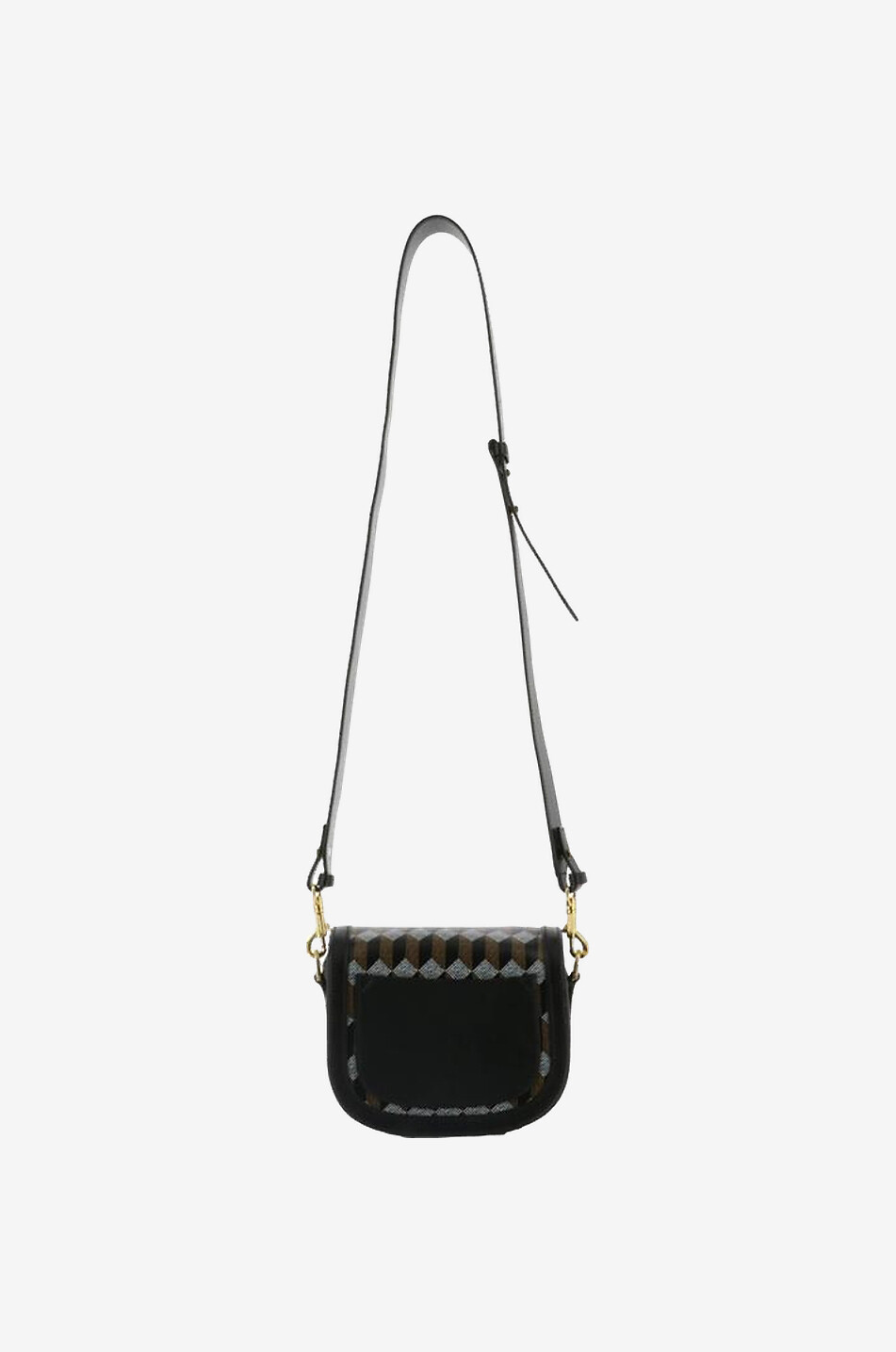 AU DEPART PARIS Seine Monogram leather and canvas shoulder bag Women BLACK 5