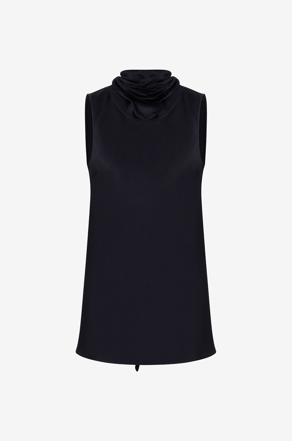 STELLA McCARTNEY Top sans manches en satin à col montant lavallière Femme NOIR 1