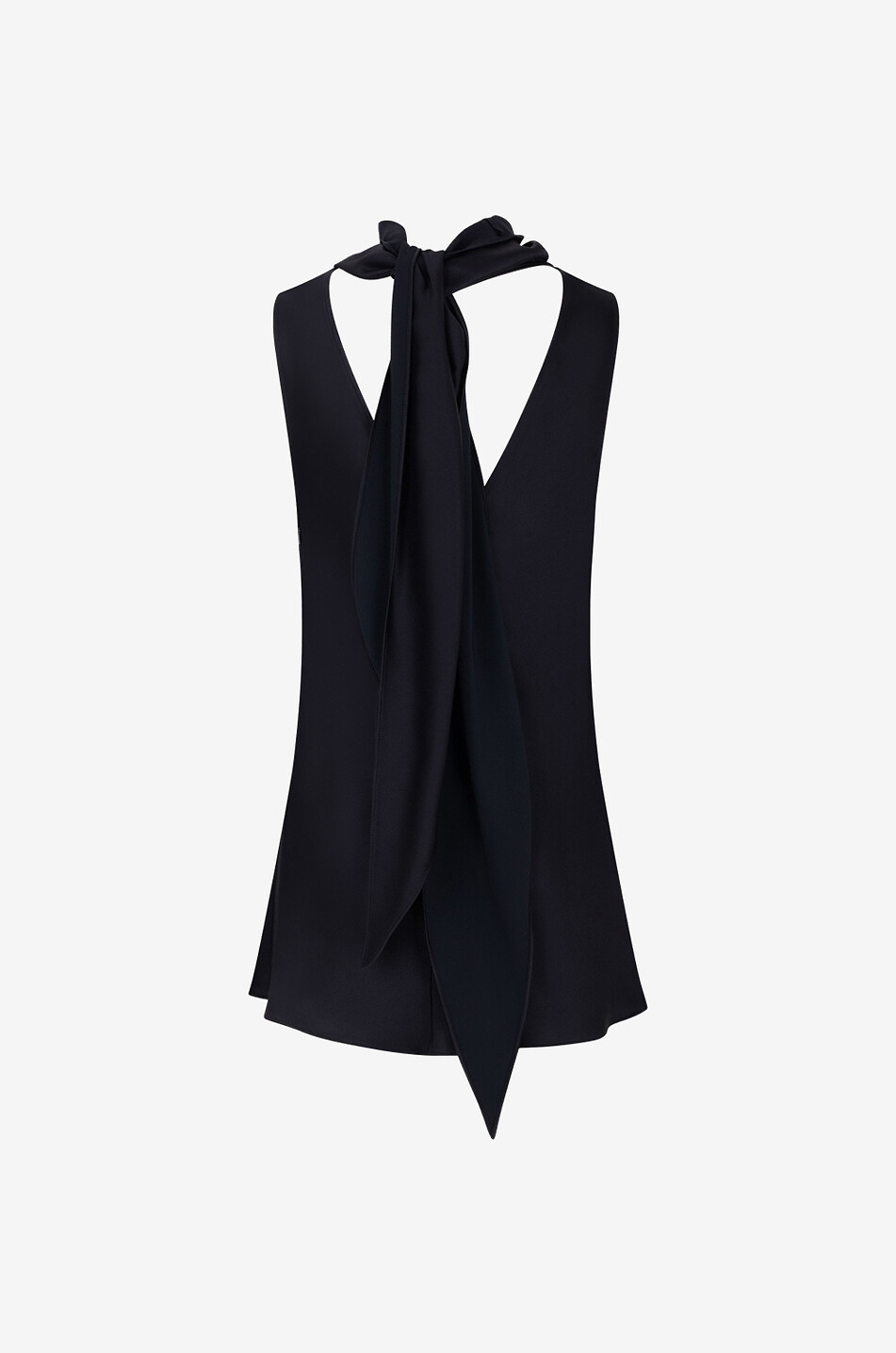 STELLA McCARTNEY Top sans manches en satin à col montant lavallière Femme NOIR 2