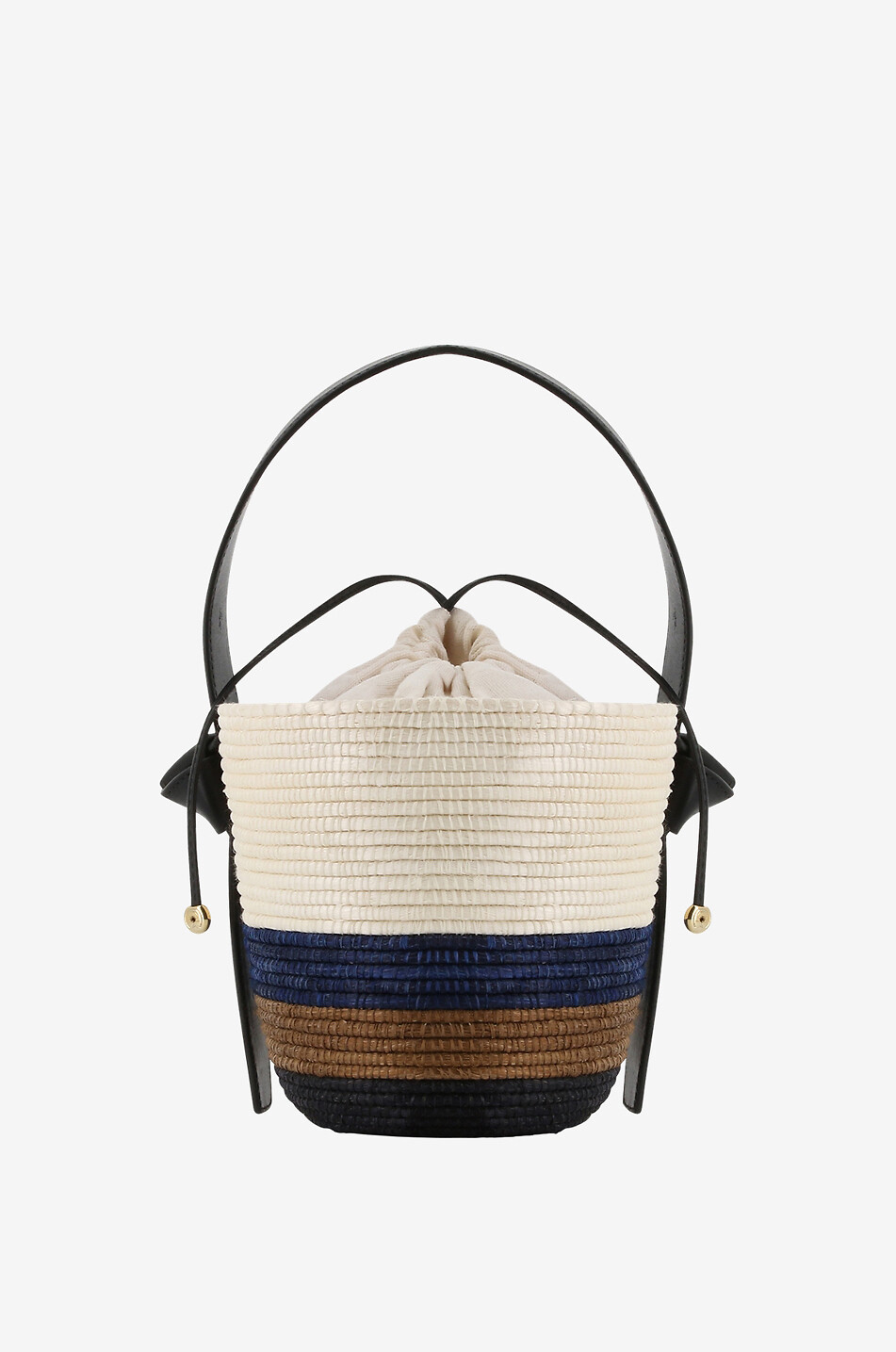 Petit panier en sisal et cuir Lunchpail Tri-Stripe