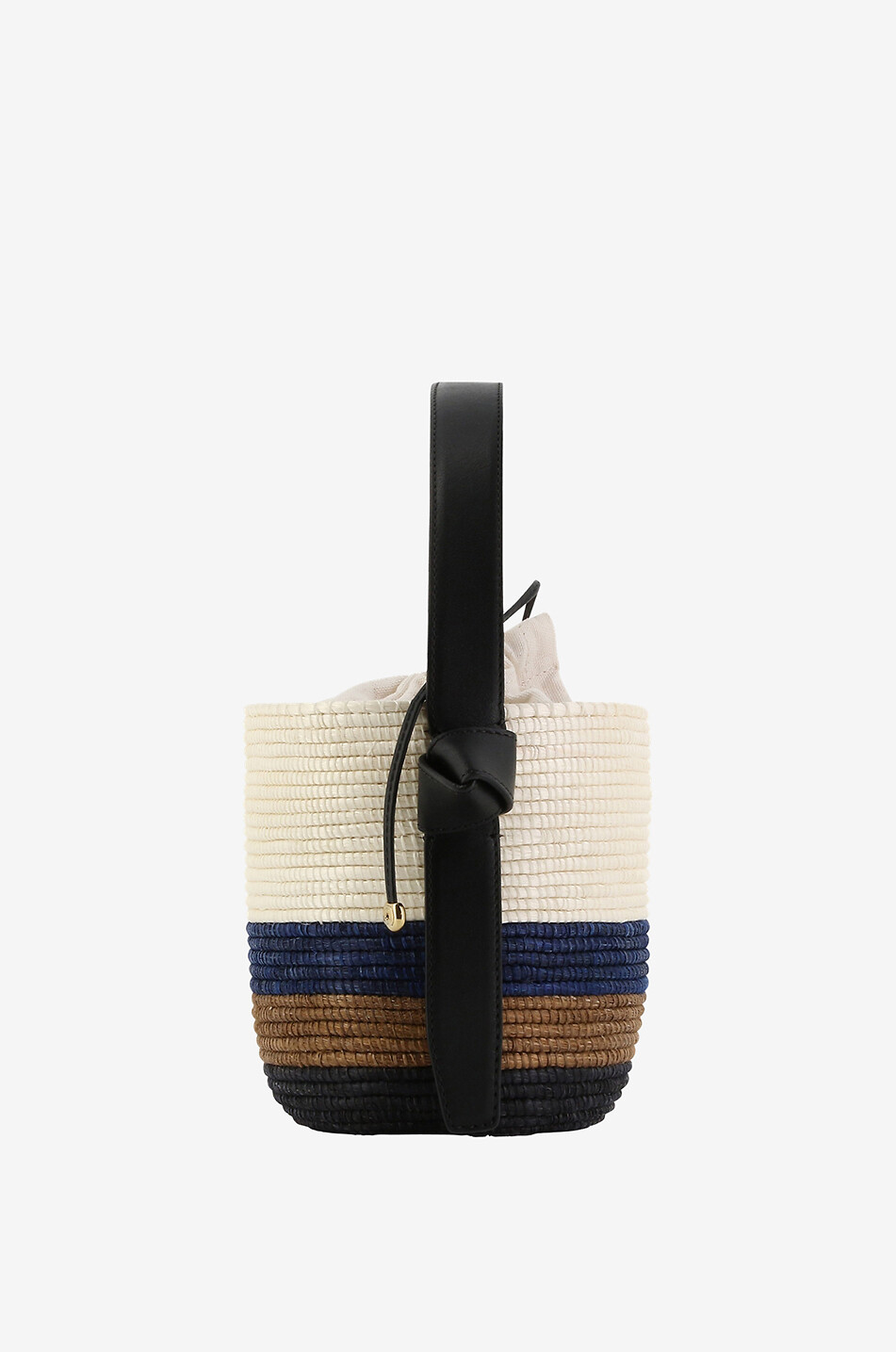 Kleiner Sisal- und Lederkorb Lunchpail Tri-Stripe