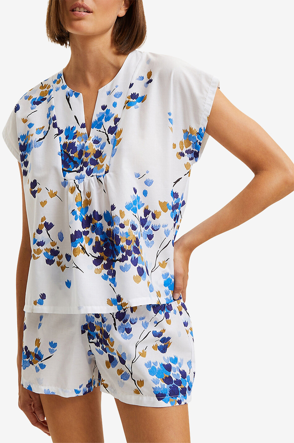 LAURENCE TAVERNIER Ensemble de pyjama short en coton avec imprimé végétal Canopée Femme MULTICOLORE 3