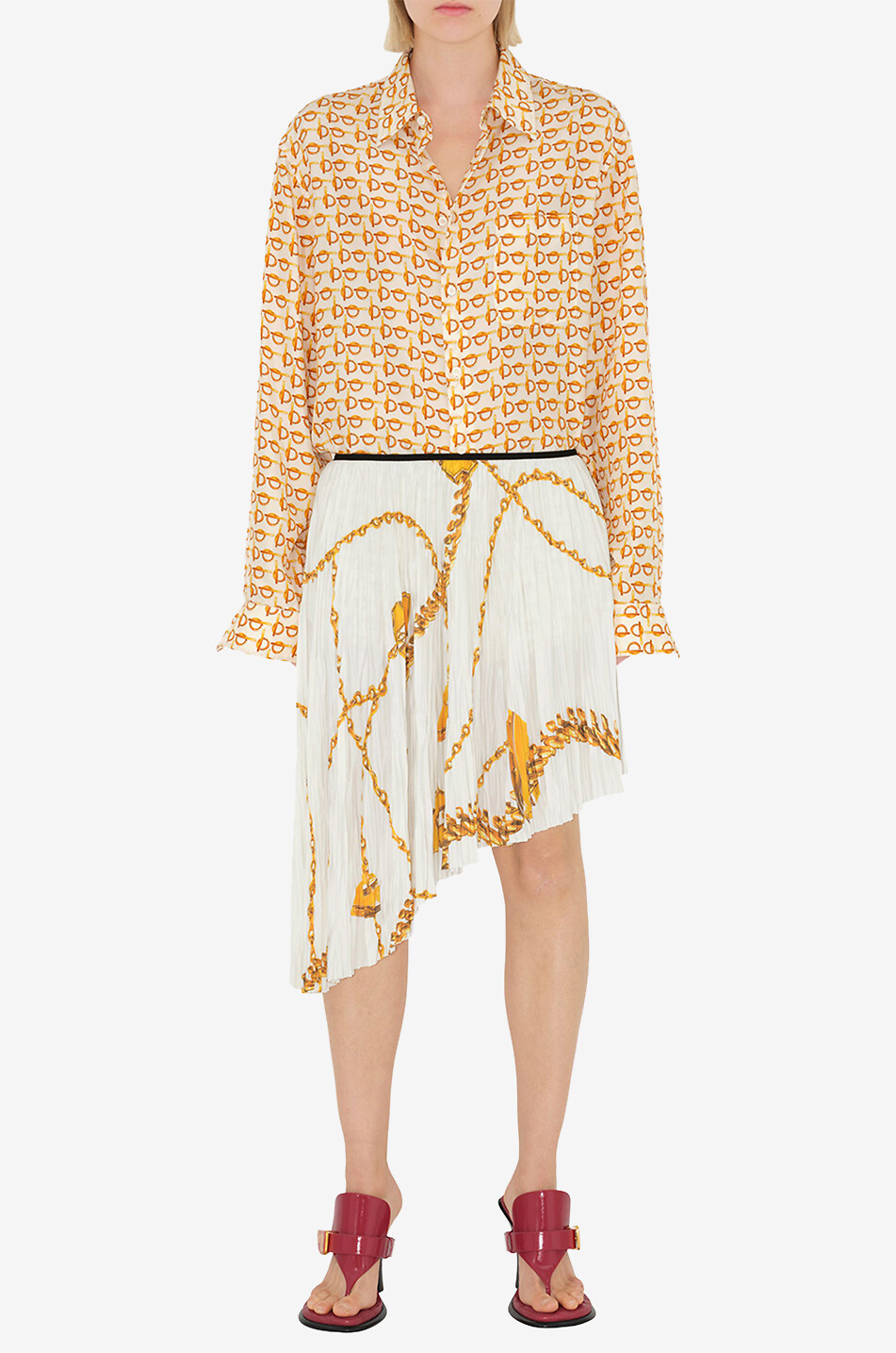 BURBERRY Jupe plissée asymétrique Shield Femme MULTICOLORE 4