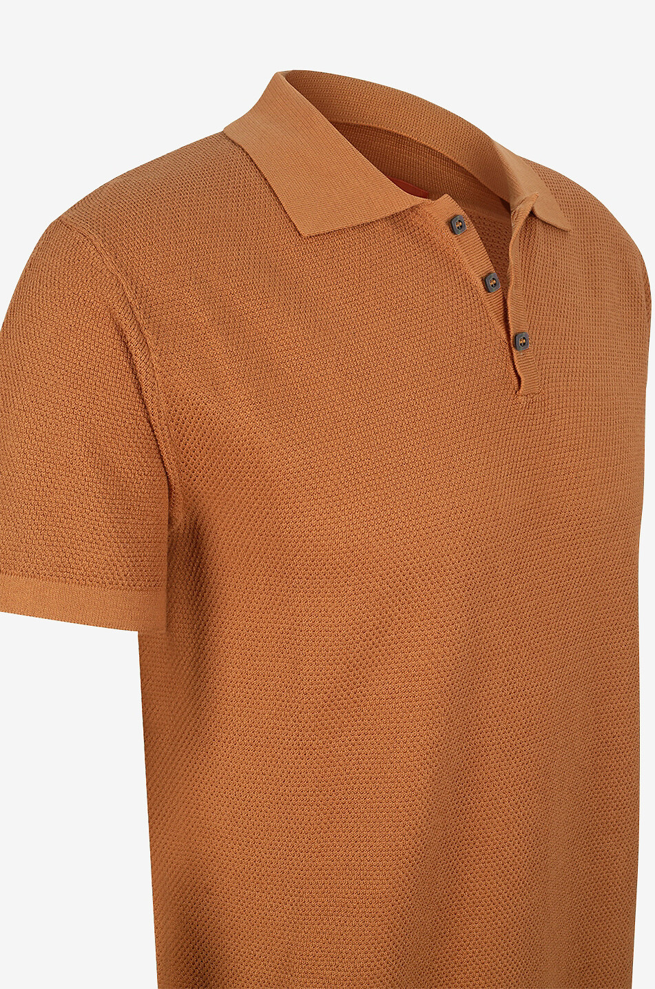 DANIELE FIESOLI Kurzärmliges texturiertes Poloshirt aus Baumwolle Herren KAMELFARBEN 3