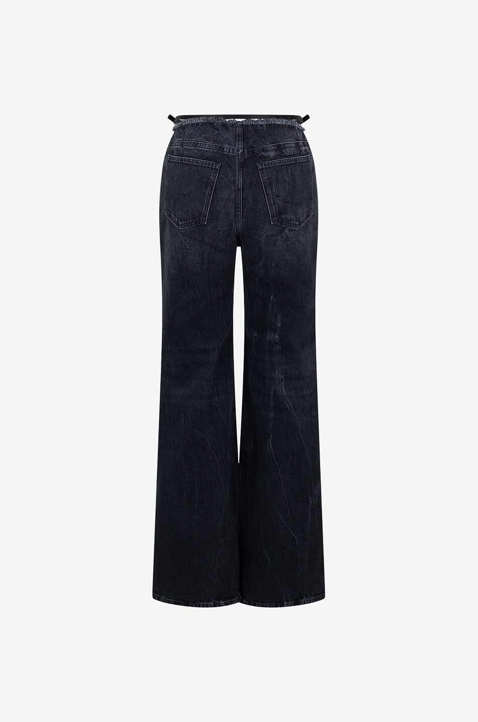 GIVENCHY Jean évasé taille baisse effiloché détail ceinture Voyou Femme NOIR 2
