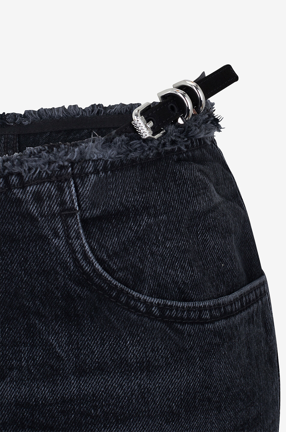 GIVENCHY Jean évasé taille baisse effiloché détail ceinture Voyou Femme NOIR 4