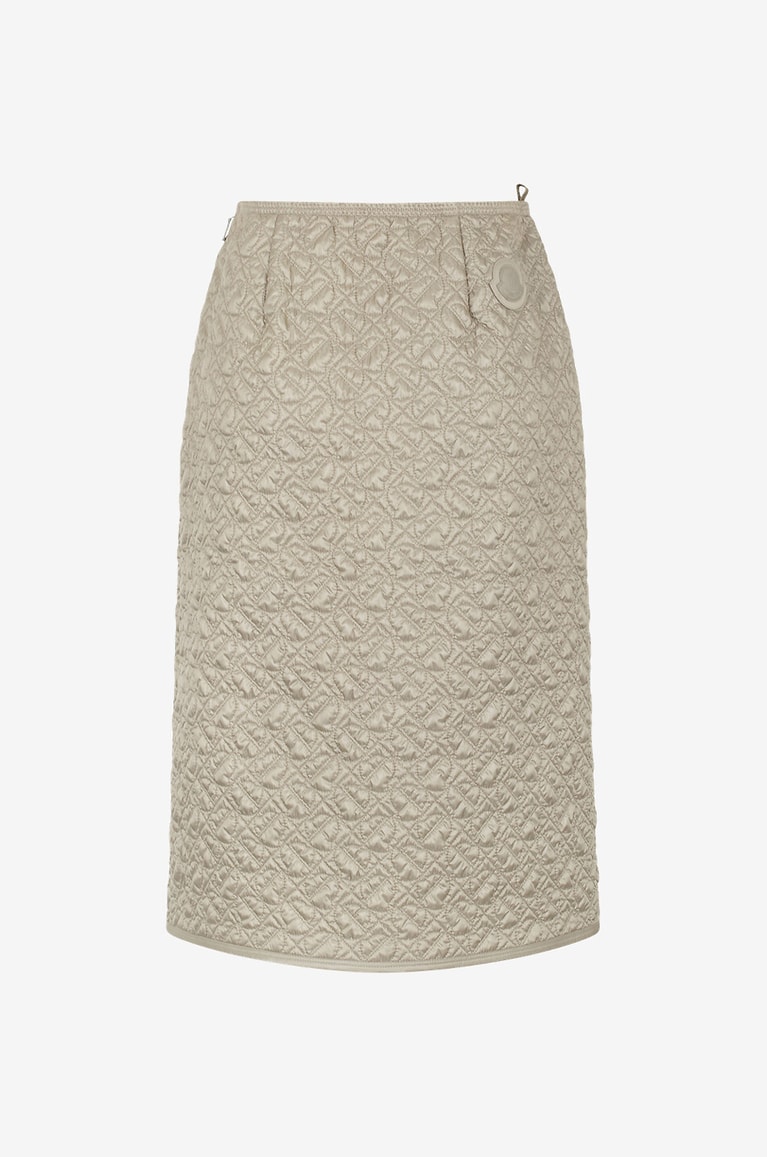 MONCLER Logo patterned quilted technical twill pencil skirt Women BEIGE 2