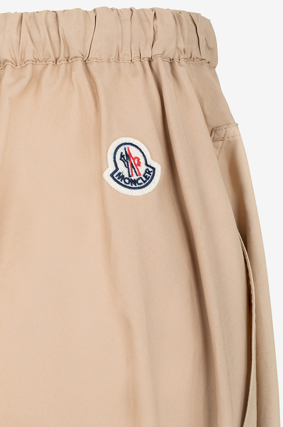 MONCLER Ausgestellter Langer Rock aus Popeline mit Tunnelzug Damen BEIGE 3