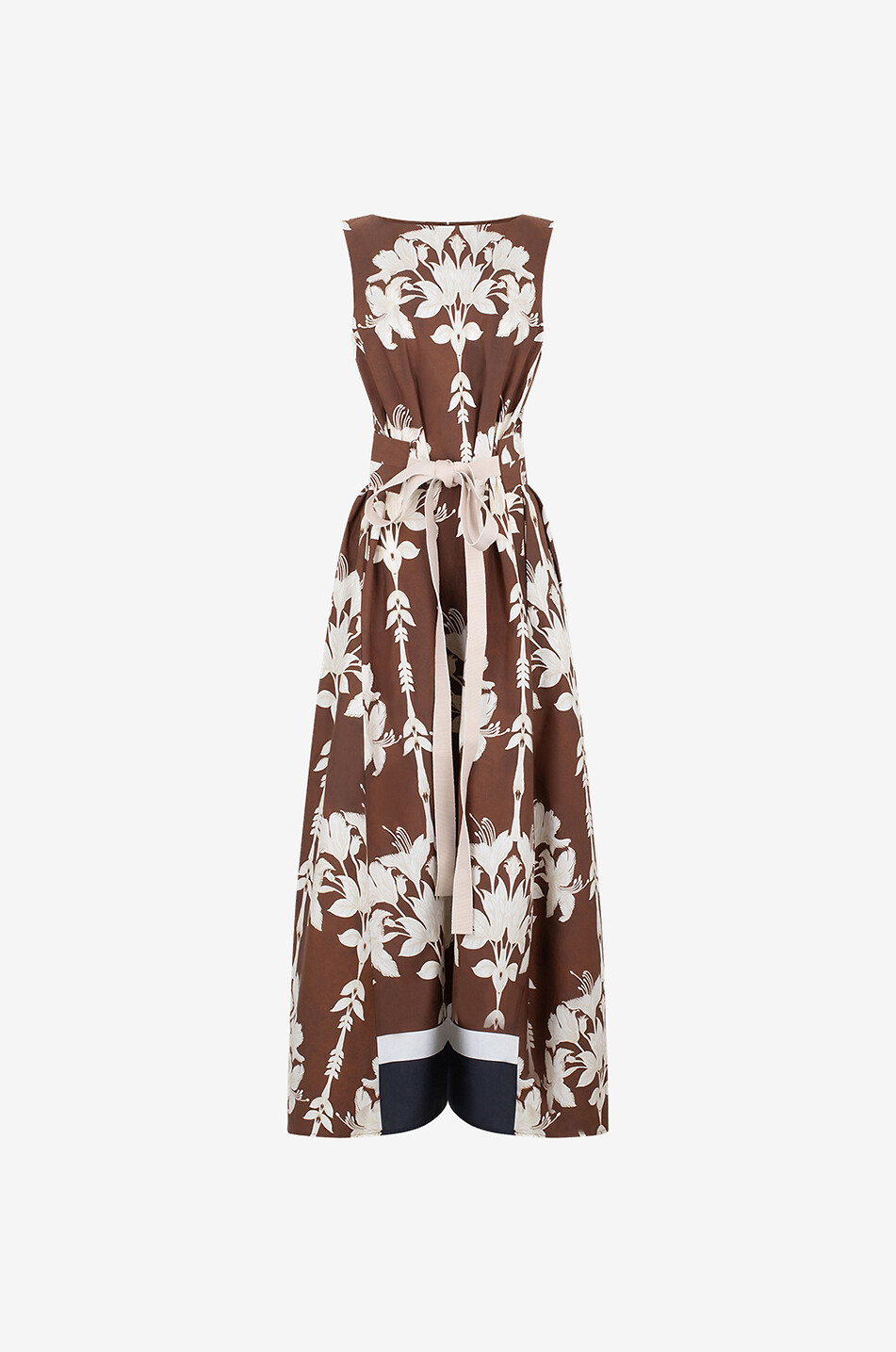Maxi robe évasée sans manches avec ceinture Lily