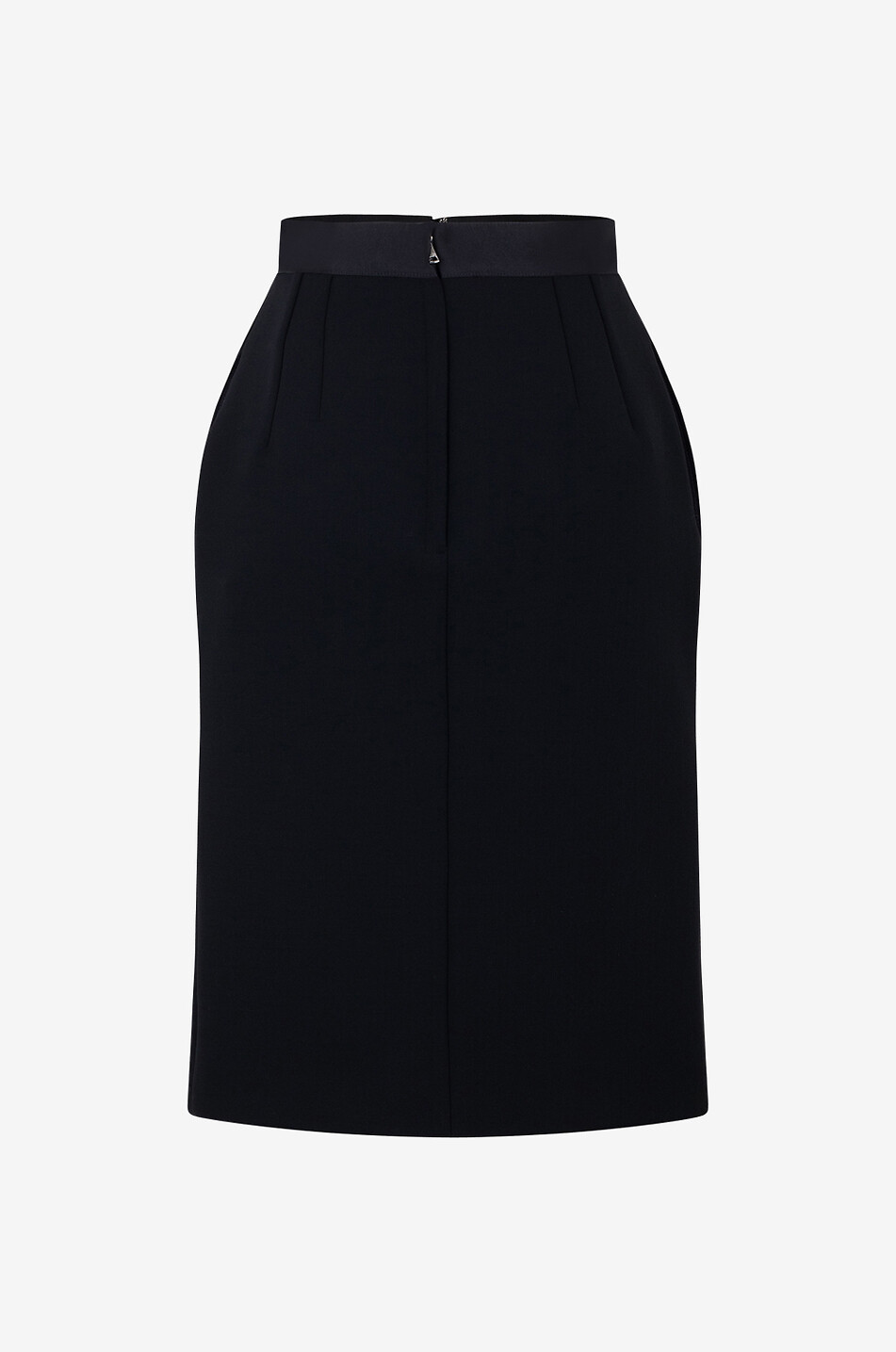 DOLCE & GABBANA Satin-waist-adorned wool blend sheath skirt Women BLACK 2