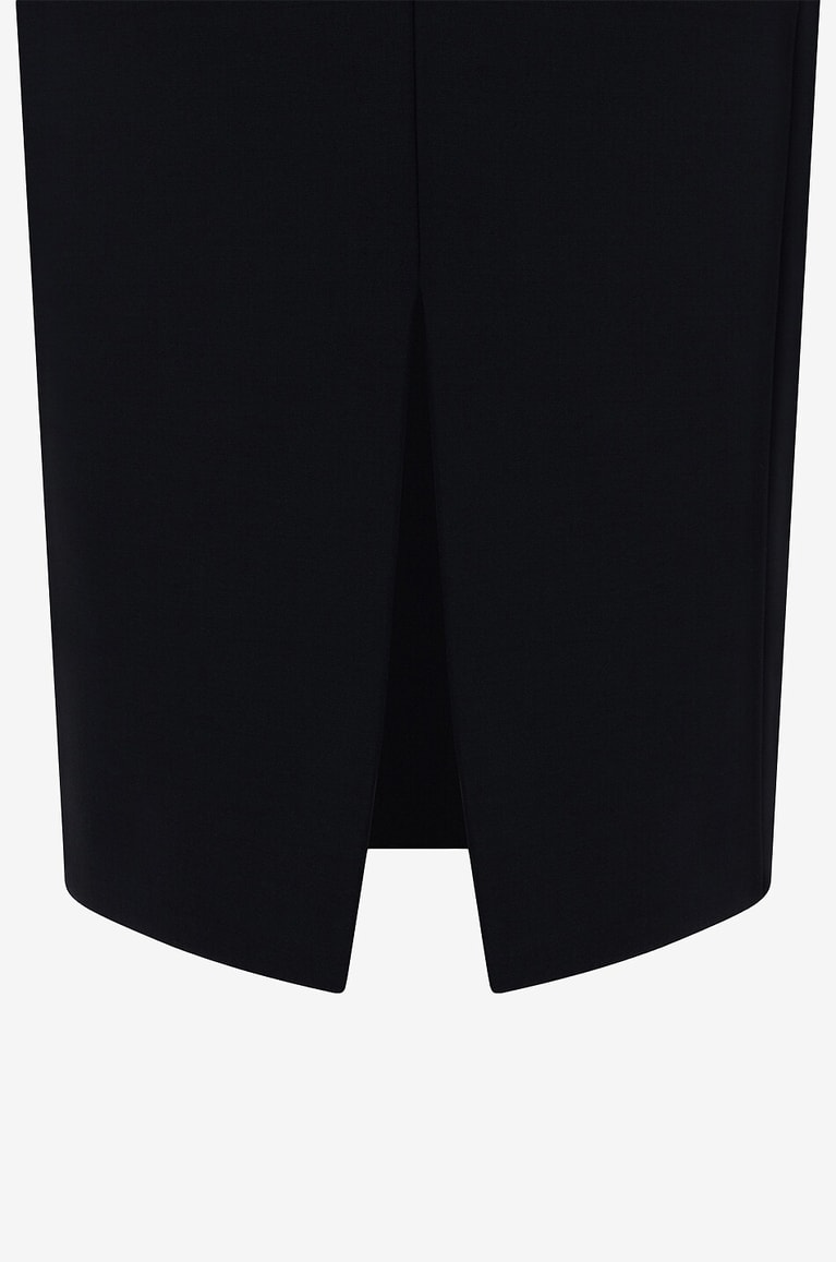 DOLCE & GABBANA Satin-waist-adorned wool blend sheath skirt Women BLACK 3