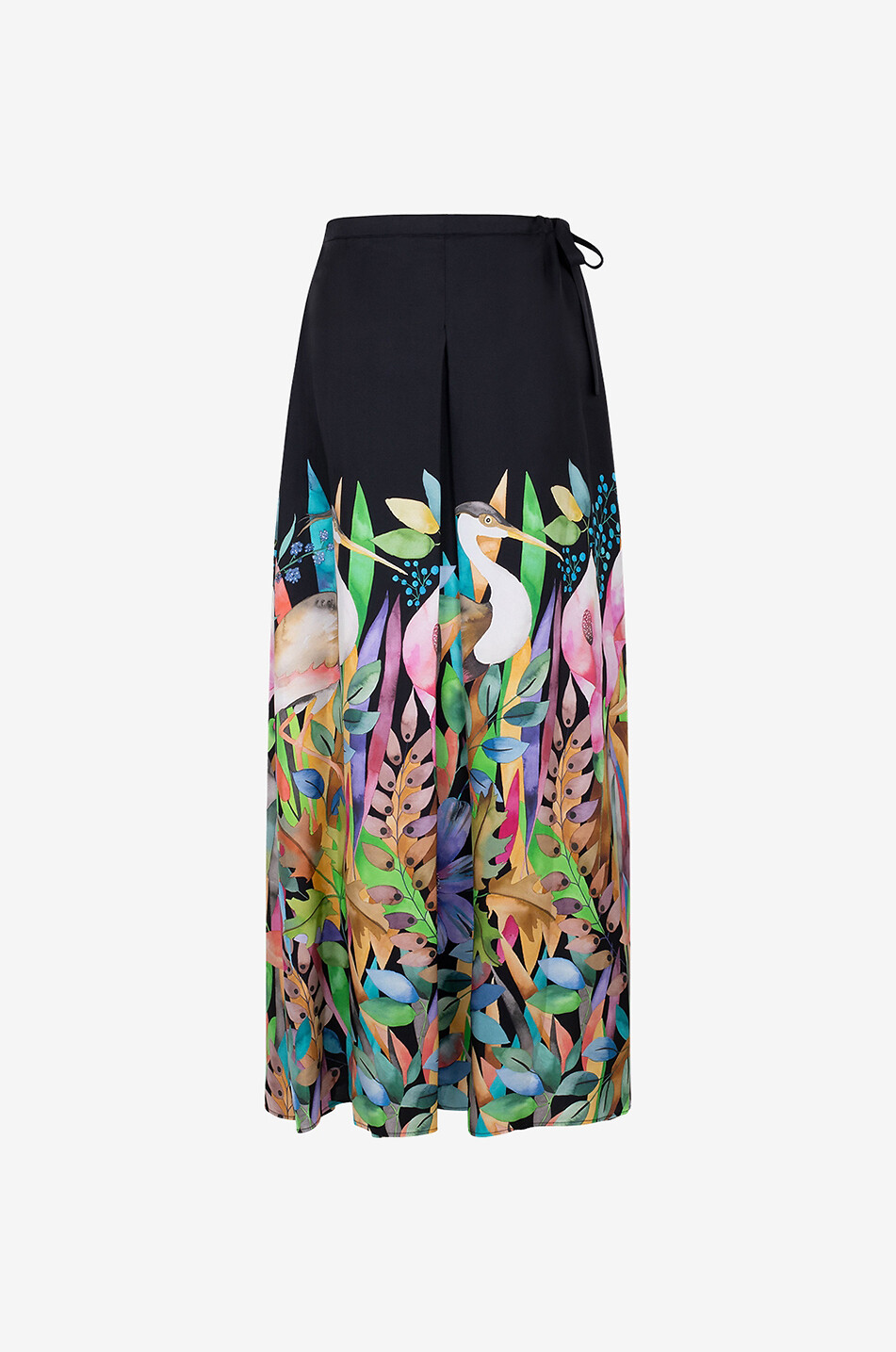 Black Heron printed silk twill maxi skirt