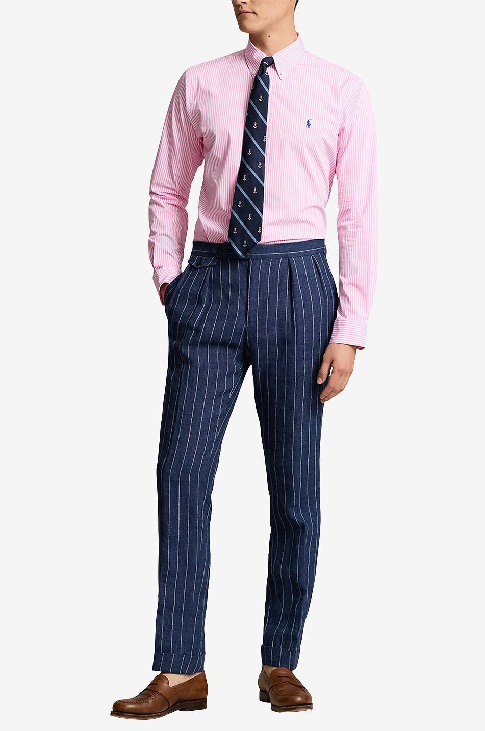 Chemise rayée rose manches longues - River Woods