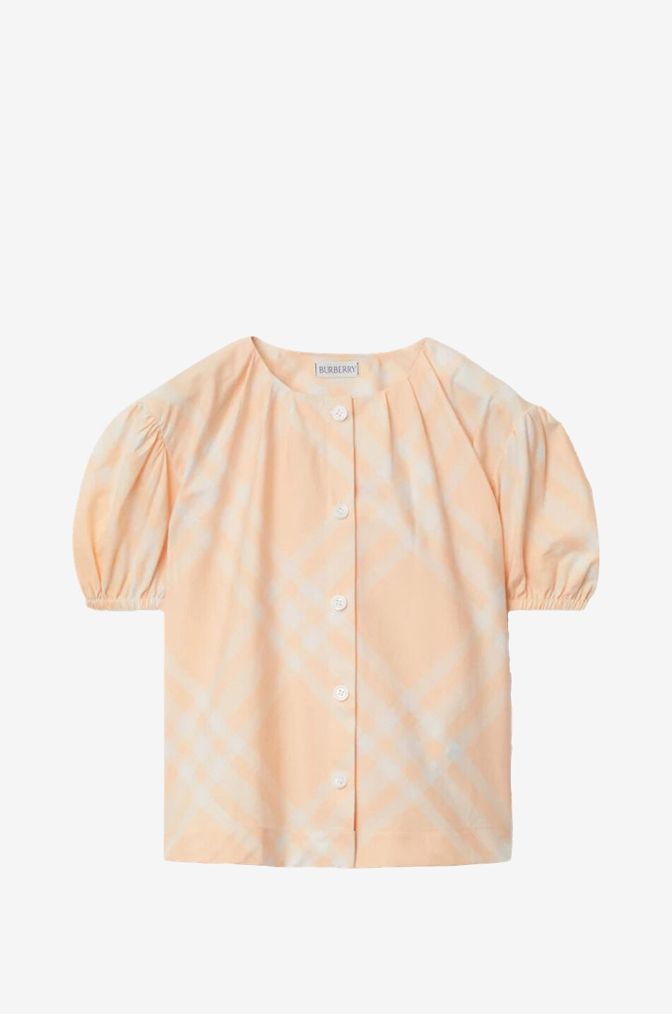 BURBERRY Blouse fille en coton Seasonal Check Pastel Peach Fille ORANGE CLAIR 1