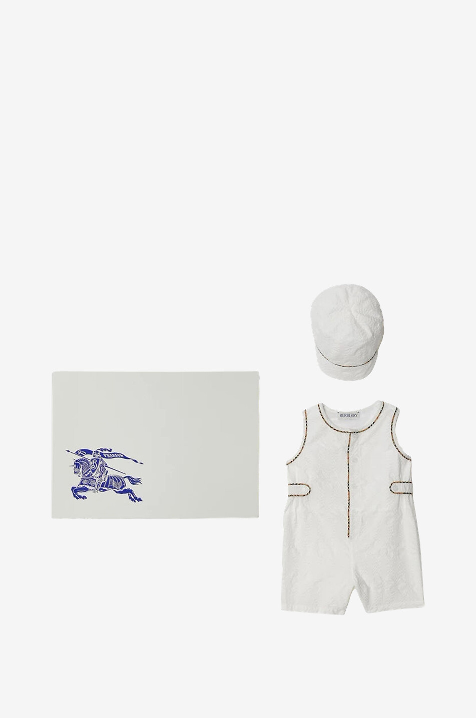 Baby-Kurzstrampler und Kappen-Set aus Seersucker House Check