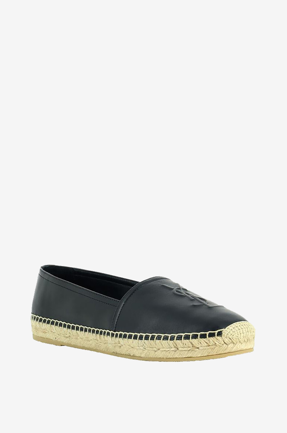 SAINT LAURENT PARIS Espadrilles en cuir nappa Monogram Femme NOIR 1